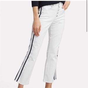 $250 VERONICA BEARD “Carly” White-Denim Raw-Edge Cropped Ankle Jeans, Size 26
